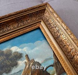 0 Oil Painting on Panel with Natural Wood Frame Featuring Landscape