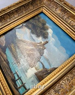 0 Oil Painting on Panel with Natural Wood Frame Featuring Landscape