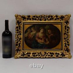 18th century Old oil painting The Holy Family with Saint John 45x36
