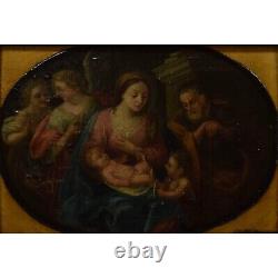 18th century Old oil painting The Holy Family with Saint John 45x36