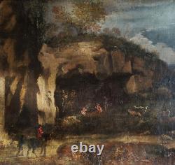 18th-century school, The Shepherds’ Shelter, Italian Landscape, 29 x 41 cm