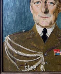 1900s Male General Military Portrait Original Antique Oil Painting Framed