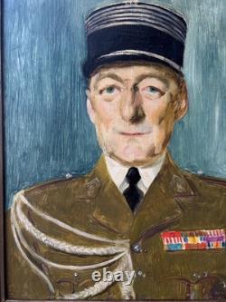 1900s Male General Military Portrait Original Antique Oil Painting Framed