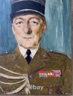1900s Male General Military Portrait Original Antique Oil Painting Framed