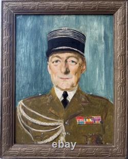 1900s Male General Military Portrait Original Antique Oil Painting Framed