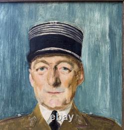 1900s Male General Military Portrait Original Antique Oil Painting Framed