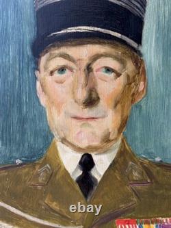 1900s Male General Military Portrait Original Antique Oil Painting Framed