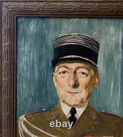 1900s Male General Military Portrait Original Antique Oil Painting Framed