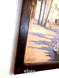 1930 Orientalist Framed Signed Tableau 'The Seated Man and His Little Monkey'