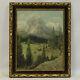 1938 Ancient Oil Painting Mountain Landscape 50x41 Cm