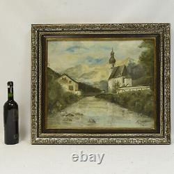 1942 Ancient Landscape Oil Painting With Church 72x62 CM