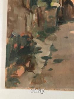 1950 Post-Impressionist Landscape of Bruniquel, Oil Painting on Wood Panel