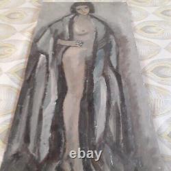 1950s Oil on Wood Nude Woman Signed by Christian Lagarde Demianoff