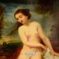 19th Century Ancient Oil Painting 'Venus in the Bathtub' 51x44 cm