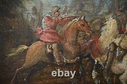 19th Century, Ancient Painting, Horsemen, Fighting Scene, Circa 1850, Anonymous