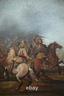 19th Century, Ancient Painting, Horsemen, Fighting Scene, Circa 1850, Anonymous