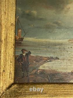 19th Century Antique Painting Oil on Panel Victorian Frame Biggs & Sons London