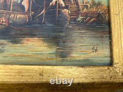 19th Century Antique Painting Oil on Panel Victorian Frame Biggs & Sons London