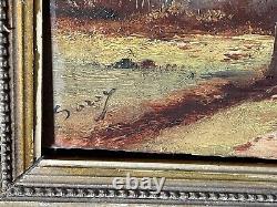 19th Century Oil on Wood Painting in the Style of Barbizon, Signed