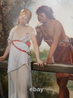 19th Century Oil on Wood Panel by Bénédict Masson after Roman Paul & Virginie Woman