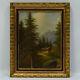 19th Century Old Oil Paintings Mountain Landscape With Chalet 51x42cm