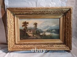 19th Century Painting by A. Rueff. French School Oil on Panel 22cm x 41cm