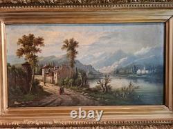19th Century Painting by A. Rueff. French School Oil on Panel 22cm x 41cm