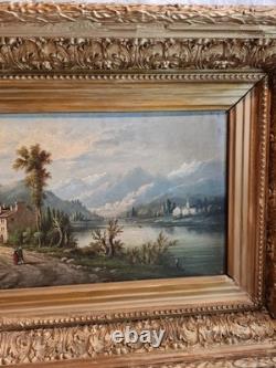 19th Century Painting by A. Rueff. French School Oil on Panel 22cm x 41cm