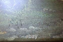 19th Century Painting by A. Rueff. French School Oil on Panel 22cm x 41cm