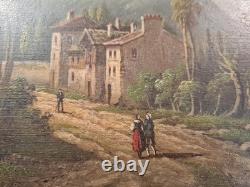 19th Century Painting by A. Rueff. French School Oil on Panel 22cm x 41cm