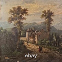 19th Century Painting by A. Rueff. French School Oil on Panel 22cm x 41cm
