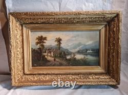19th Century Painting by A. Rueff. French School Oil on Panel 22cm x 41cm