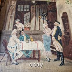 19th Century Painting of a Gallant Scene 1896 Oil on Wood