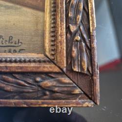 19th Century Painting of a Gallant Scene 1896 Oil on Wood