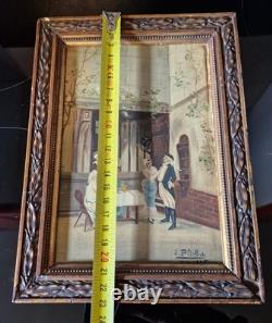 19th Century Painting of a Gallant Scene 1896 Oil on Wood
