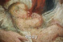 19th Century, Religious, Maternity, Mary, Madonna And Jesus Child, Panel Oil