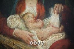 19th Century, Religious, Maternity, Mary, Madonna And Jesus Child, Panel Oil