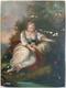 19th Century Wood Panel Painting Shepherdess And Sheep To Be Restored