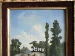 19th Oil On Panel Wood. Country Scene. Cows, Dog Shepherd. To See