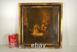 1 Painting Oil On Wood The Pilgrims Of Emmaûs Rembrandt Lfl