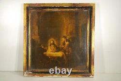 1 Painting Oil On Wood The Pilgrims Of Emmaûs Rembrandt Lfl