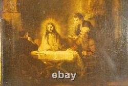 1 Painting Oil On Wood The Pilgrims Of Emmaûs Rembrandt Lfl