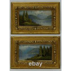 1st 19th Century Game Of 2 Ancient Oil Painting Landscape Signed J. Reiter