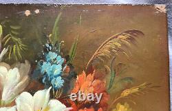 20th Century Painting: Vase and Flower Bouquet, Oil on Fiber Wood Panel