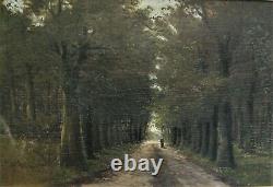 2914 Oil On Wood Path Under Wood 59 CM X 39 CM Barbizon Belgian School Signed