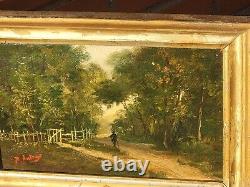2 Antique Paintings Signed. Landscape Oil Painting on Wood Panel Style 19th Century