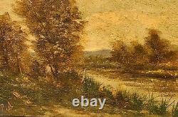 2 Antique Paintings Signed. Landscape Oil Painting on Wood Panel Style 19th Century