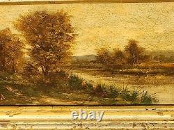 2 Antique Paintings Signed. Landscape Oil Painting on Wood Panel Style 19th Century