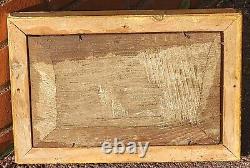 2 Antique Paintings Signed. Landscape Oil Painting on Wood Panel Style 19th Century