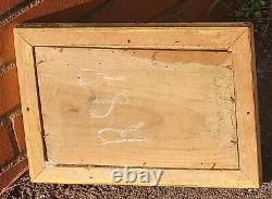 2 Antique Paintings Signed. Landscape Oil Painting on Wood Panel Style 19th Century